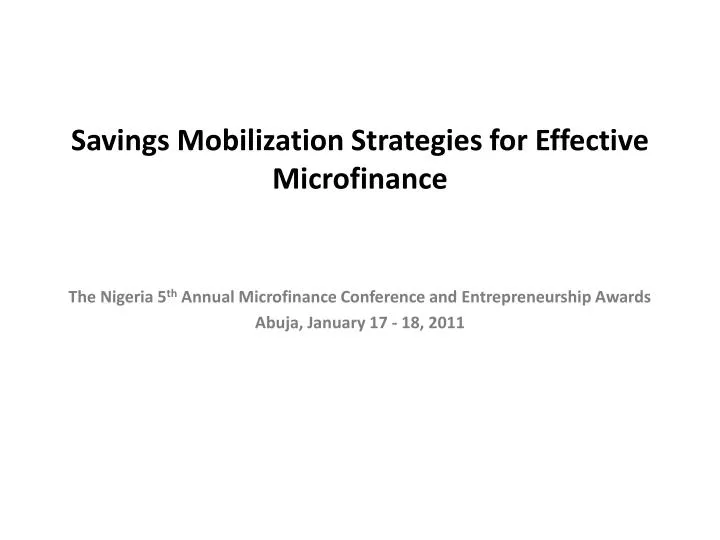 savings mobilization strategies for effective microfinance
