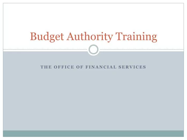 budget authority training