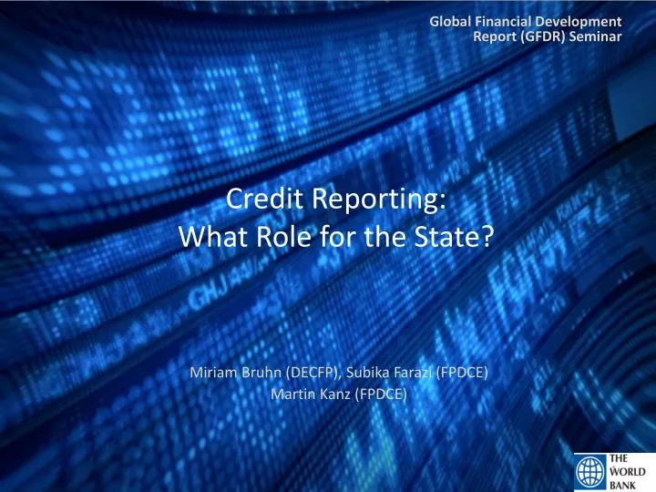 credit reporting what role for the state