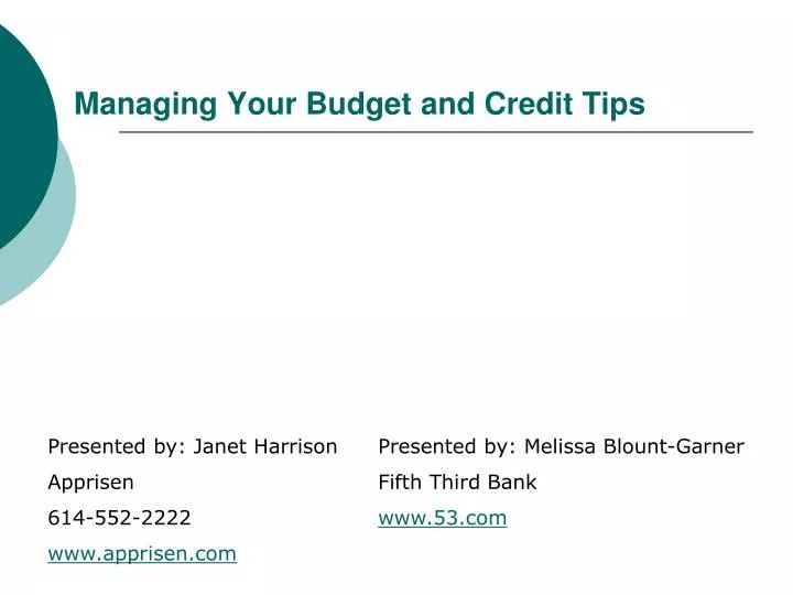 managing your budget and credit tips