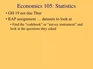 Economics 105: Statistics