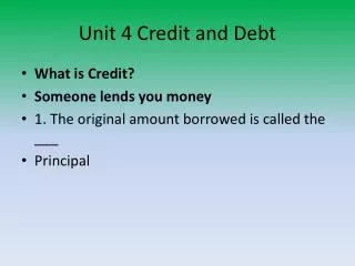 Unit 4 Credit and Debt