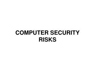 COMPUTER SECURITY RISKS