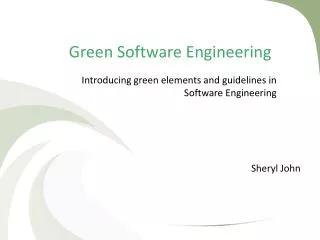 Green Software Engineering