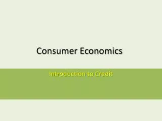 Consumer Economics