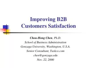 Improving B2B Customers Satisfaction