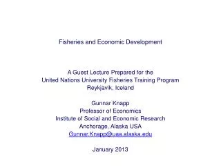 Fisheries and Economic Development