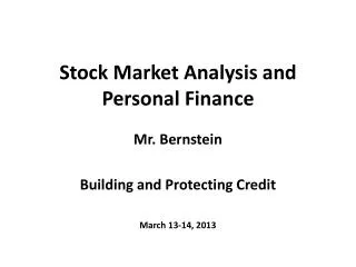 Stock Market Analysis and Personal Finance