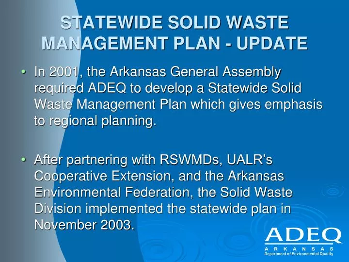 statewide solid waste management plan update