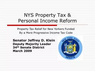 NYS Property Tax &amp; Personal Income Reform