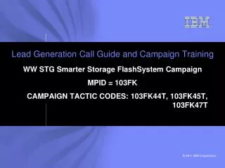 Lead Generation Call Guide and Campaign Training