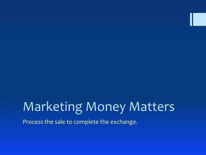 marketing money matters