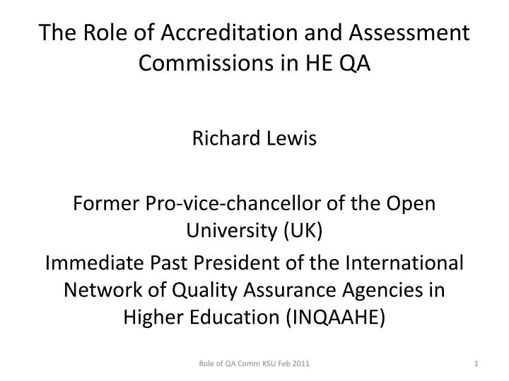 the role of accreditation and assessment commissions in he qa