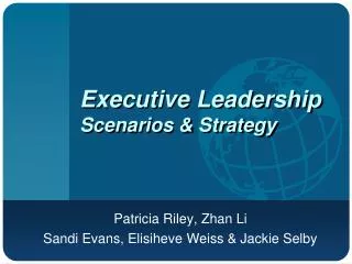 Executive Leadership Scenarios &amp; Strategy