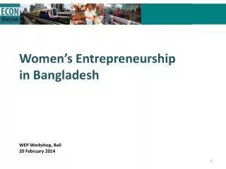 Women’s Entrepreneurship in Bangladesh