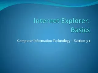 Internet Explorer: Basics