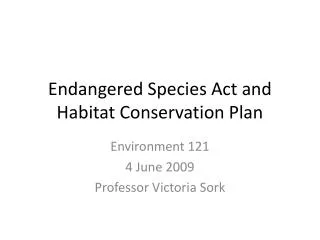 Endangered Species Act and Habitat Conservation Plan