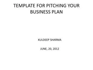 TEMPLATE FOR PITCHING YOUR BUSINESS PLAN