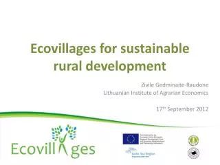 Ecovillages for sustainable rural development