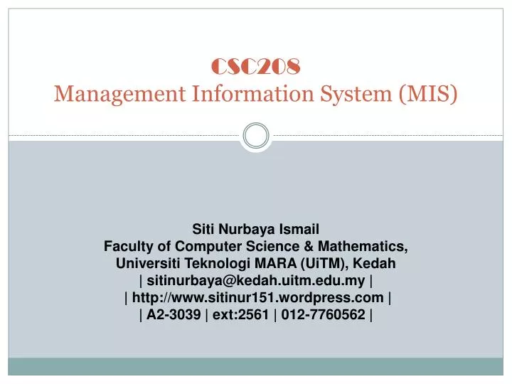 csc208 management information system mis