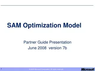 SAM Optimization Model