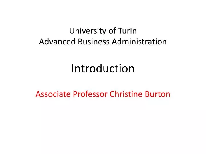 university of turin advanced business administration introduction