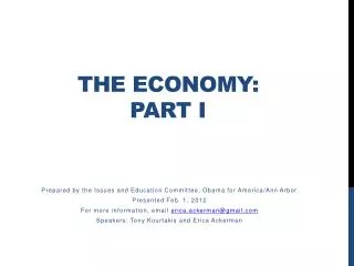 the Economy: Part I