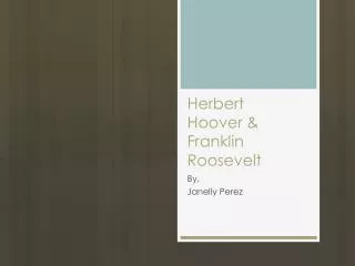 Herbert Hoover &amp; Franklin Roosevelt