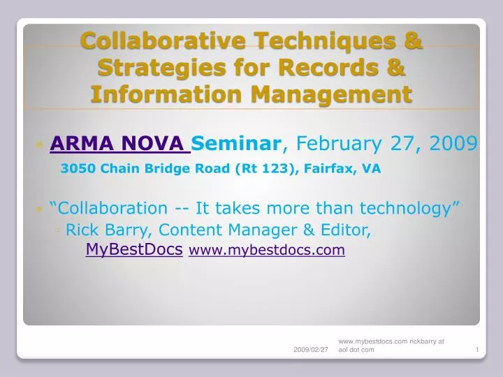 collaborative techniques strategies for records information management