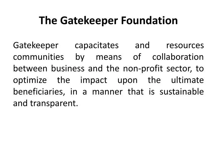 the gatekeeper foundation