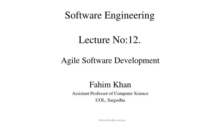 software engineering lecture no 12 lecture 7