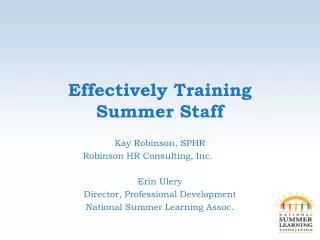 Effectively Training Summer Staff