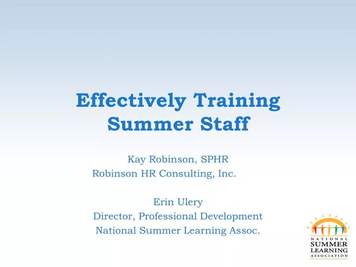 effectively training summer staff