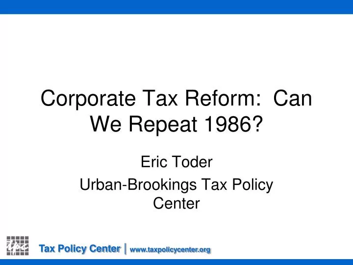 corporate tax reform can we repeat 1986