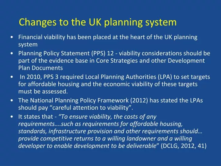 changes to the uk planning system