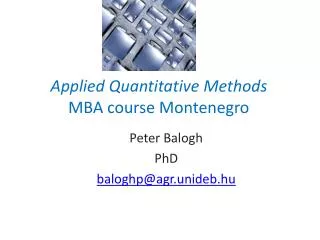Applied Quantitative Methods MBA course Montenegro