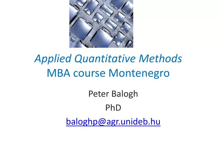 applied quantitative methods mba course montenegro