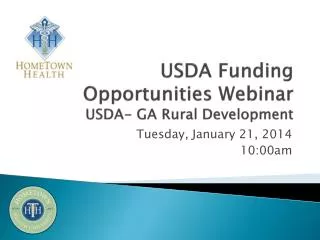 USDA Funding Opportunities Webinar USDA- GA Rural Development