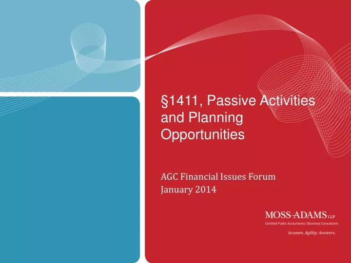 1411 passive activities and planning opportunities