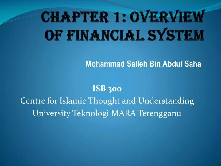 chapter 1 overview of financial system
