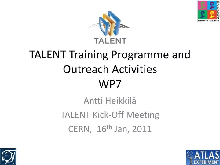 talent training programme and outreach activities wp7