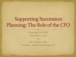 Supporting Succession Planning: The Role of the CFO