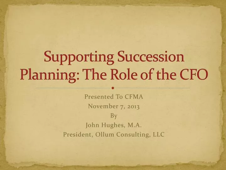 supporting succession planning the role of the cfo