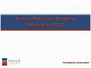 Human Resources Essential Information 2012