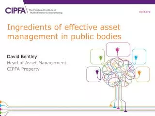 Ingredients of effective asset management in public bodies