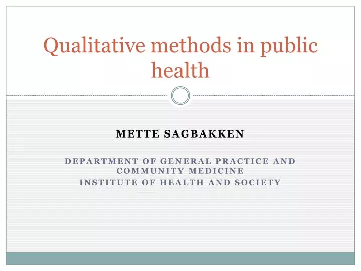 qualitative methods in public health