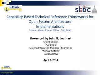 Capability-Based Technical Reference Frameworks for Open System Architecture Implementations ( Leathart , Porter, Schmid