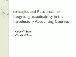 Strategies and Resources for Integrating Sustainability in the Introductory Accounting Courses