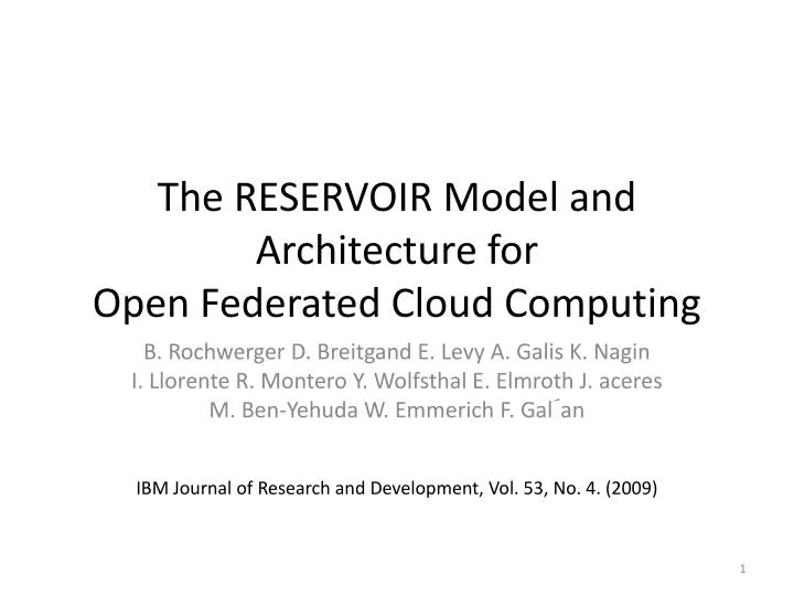 the reservoir model and architecture for open federated cloud computing
