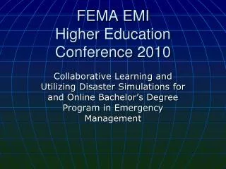 FEMA EMI Higher Education Conference 2010